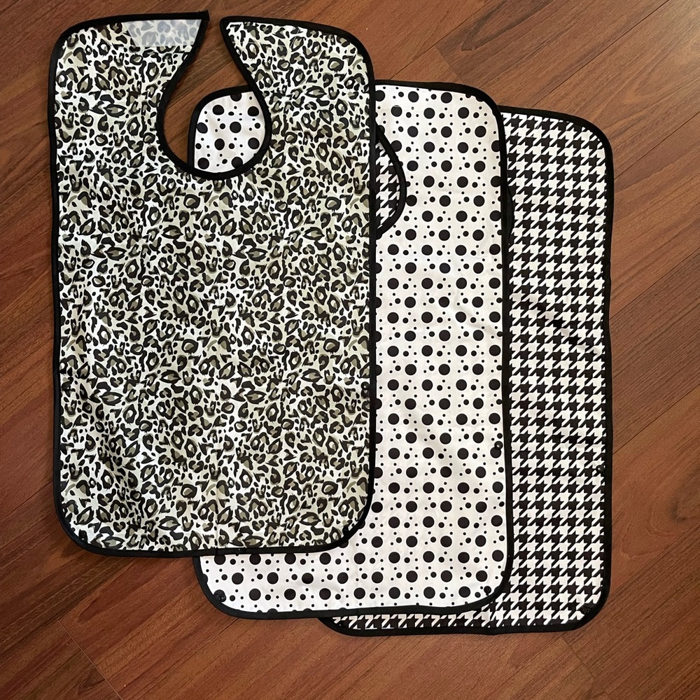 3 waterproof adult bibs New in box